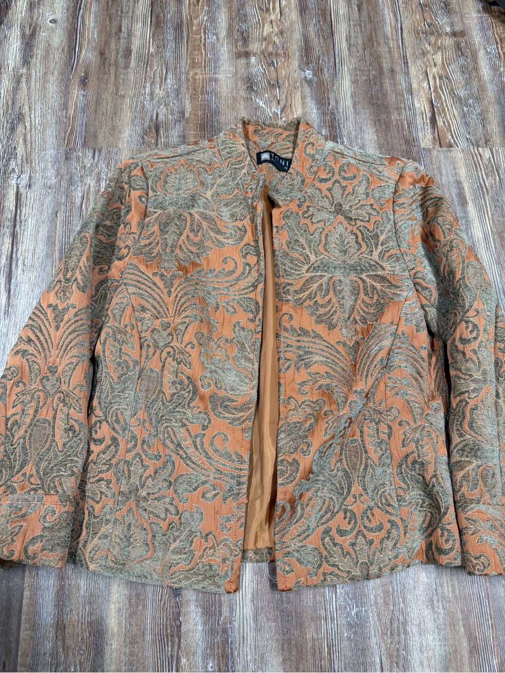 Toni Morgan orange and green paisley blazer size S